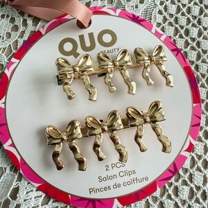 Quo 2pc Gold Bow Hair Clips